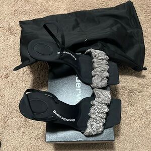 Alexander Wang Julie Crystal Scrunchie Sandals Size 40 Black